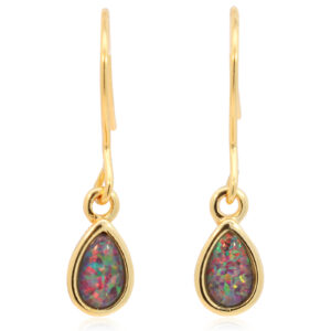 Gold-plated Sterling Silver Blue Green Red Orange Yellow Triplet Opal Earrings