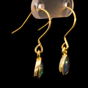 Gold-plated Sterling Silver Blue Green Red Orange Yellow Triplet Opal Earrings