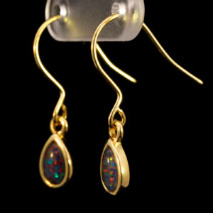 Gold-plated Sterling Silver Blue Green Red Orange Yellow Triplet Opal Earrings