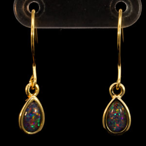 Gold-plated Sterling Silver Blue Green Red Orange Yellow Triplet Opal Earrings