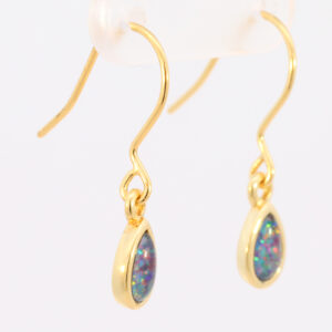 Gold-plated Sterling Silver Blue Green Red Orange Yellow Triplet Opal Earrings