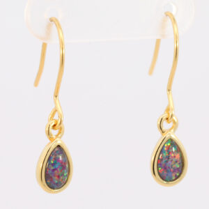 Gold-plated Sterling Silver Blue Green Red Orange Yellow Triplet Opal Earrings