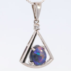 Sterling Silver Blue Purple Solid Australian Boulder Opal Necklace Pendant