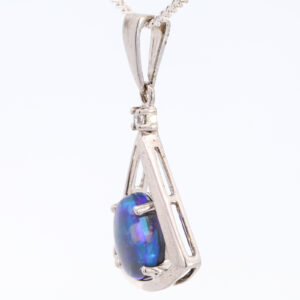 Sterling Silver Blue Purple Solid Australian Boulder Opal Necklace Pendant