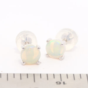White Gold Blue Green Yellow Orange Solid Australian Crystal Opal Stud Earrings