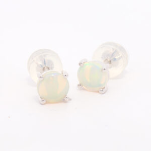 White Gold Blue Green Yellow Orange Solid Australian Crystal Opal Stud Earrings