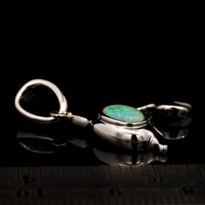 Sterling Silver Blue Green Crystal Opal Dolphin Pendant Necklace