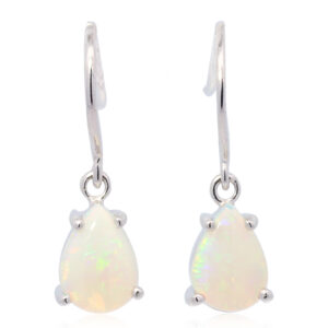 White Gold Blue Green Yellow Orange Solid Australian Crystal Opal Earrings