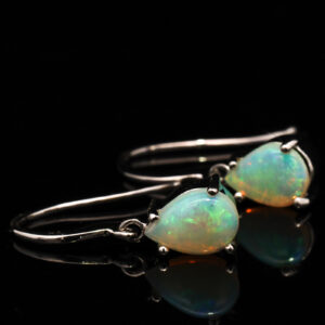 White Gold Blue Green Yellow Orange Solid Australian Crystal Opal Earrings