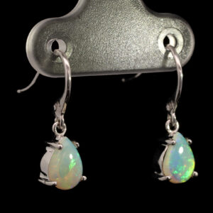 White Gold Blue Green Yellow Orange Solid Australian Crystal Opal Earrings