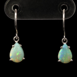 White Gold Blue Green Yellow Orange Solid Australian Crystal Opal Earrings