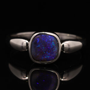 Sterling Silver Blue Purple Boulder Opal Ring