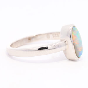 Sterling Silver Blue Green Orange Pink Yellow Solid Australian Semi Black Opal Ring