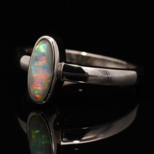Sterling Silver Blue Green Orange Pink Yellow Solid Australian Semi Black Opal Ring