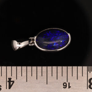 Sterling Silver Blue Purple Solid Australian Black Opal Pendant