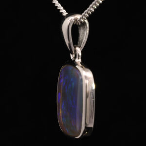 Sterling Silver Blue Green Purple Black Solid Australian Crystal Opal Pendant
