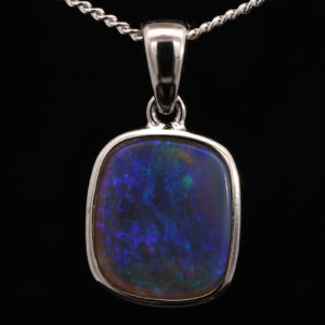 Sterling Silver Blue Green Purple Black Solid Australian Crystal Opal Pendant