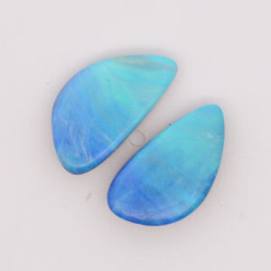 Unset Blue Green Solid Australian Boulder Opal Pair