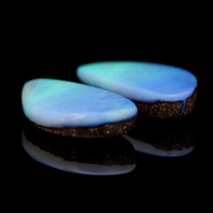 Unset Blue Green Solid Australian Boulder Opal Pair