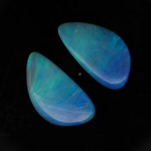 Unset Blue Green Solid Australian Boulder Opal Pair