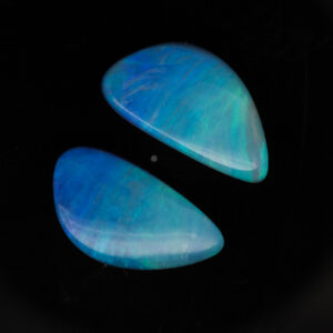 Unset Blue Green Solid Australian Boulder Opal Pair