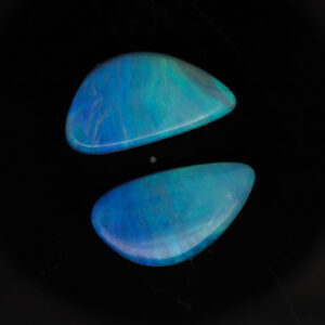 Unset Blue Green Solid Australian Boulder Opal Pair