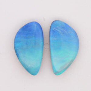 Unset Blue Green Solid Australian Boulder Opal Pair