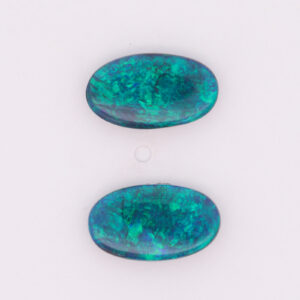 Unset Blue Green Solid Australian Black Opal Pair