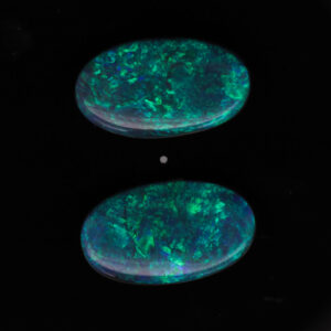 Unset Blue Green Solid Australian Black Opal Pair