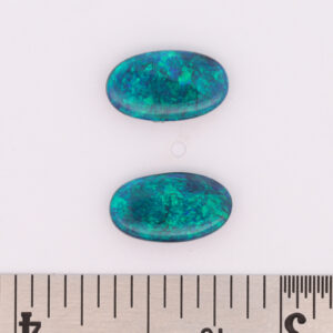 Unset Blue Green Solid Australian Black Opal Pair