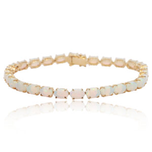 Yellow Gold Blue Green Yellow Crystal Opal Bracelet