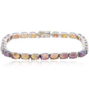 Sterling Silver Blue Purple Crystal Opal Bracelet