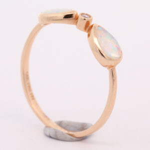 Rose Gold Blue Green Orange Pink Solid Australian Crystal Opal and Diamond Engagement Ring