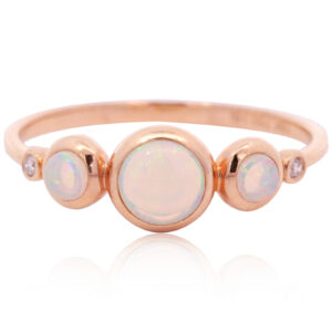 Rose gold blue green orange yellow pink Crystal Opal and Diamond Ring