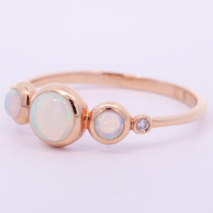 Rose Gold blue green orange yellow pink Solid Australian Crystal Opal and Diamond Engagement Ring