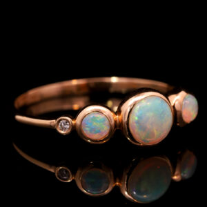 Rose Gold blue green orange yellow pink Solid Australian Crystal Opal and Diamond Engagement Ring