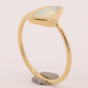 Yellow Gold Blue Green Yellow Orange Solid Australian Crystal Opal Engagement Ring