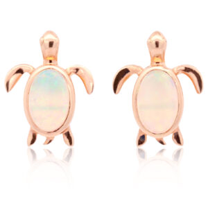 Rose Gold Blue Green Crystal Opal Earrings