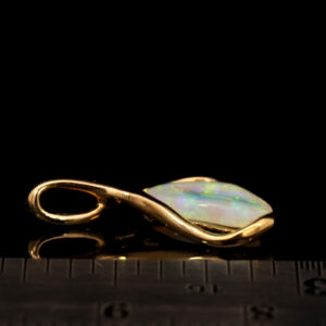Yellow Gold Blue Green Yellow Orange Purple Solid Australian Crystal Opal Pendant Necklace