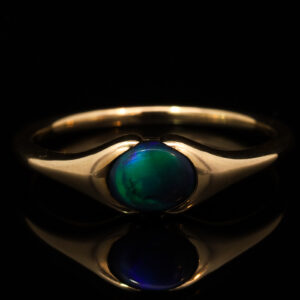 Yellow Gold Blue Green Black Opal Ring