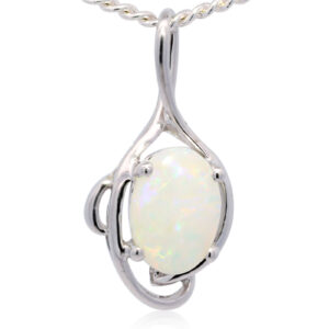 White Gold Blue Green Yellow Orange Pink Solid Australian Crystal Opal Pendant Necklace