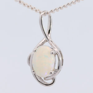 White Gold Blue Green Yellow Orange Pink Solid Australian Crystal Opal Pendant Necklace