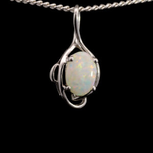 White Gold Blue Green Yellow Orange Pink Solid Australian Crystal Opal Pendant Necklace