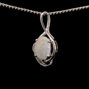 White Gold Blue Green Yellow Orange Pink Solid Australian Crystal Opal Pendant Necklace