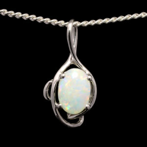 White Gold Blue Green Yellow Orange Pink Solid Australian Crystal Opal Pendant Necklace