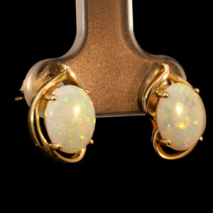 Yellow Gold Blue Green Yellow Orange Pink Solid Australian Crystal Opal Earrings