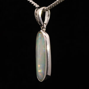 White Gold Blue Green Yellow Orange Pink Solid Australian Crystal Opal and Diamond Pendant Necklace