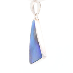 Sterling Silver Blue Purple Solid Australian Boulder Opal Pendant Necklace