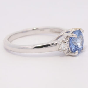 White Gold Ceylon Blue Sapphire and Diamond Engagement Ring