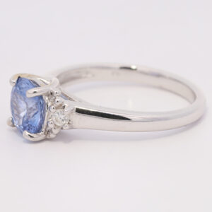 White Gold Ceylon Blue Sapphire and Diamond Engagement Ring